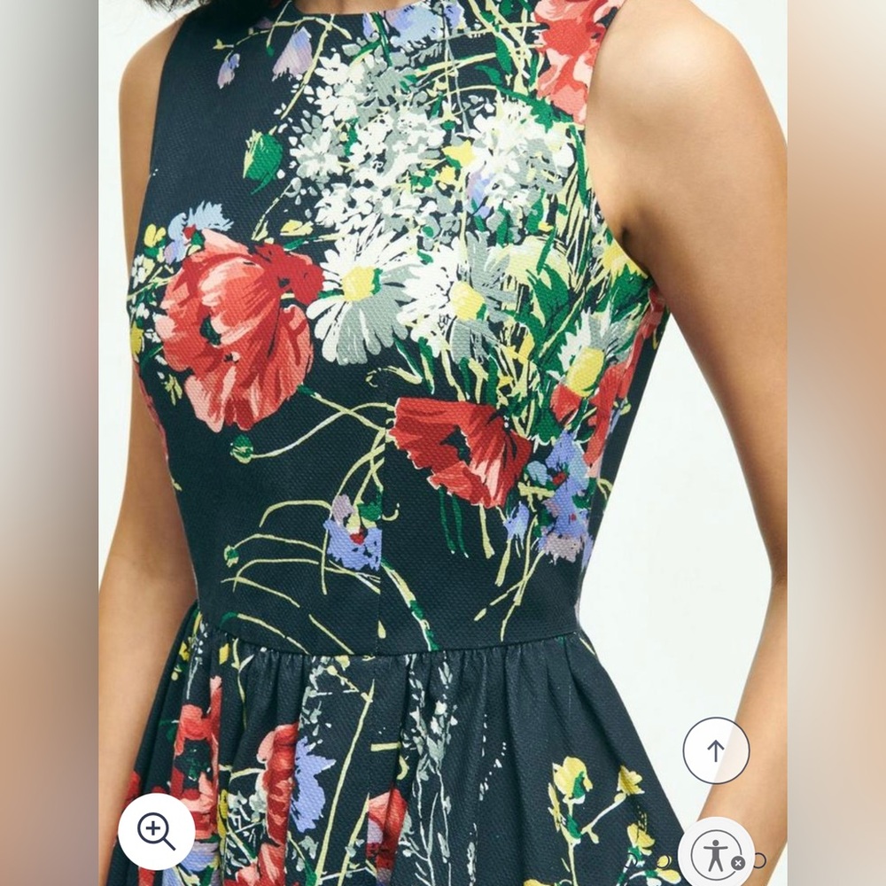 Brooks Brothers NWT Floral NAVY Dress with pockets - Picture 2 of 4